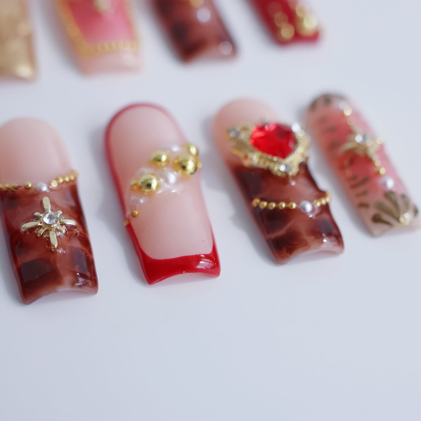 Gothic Royal Cross 3D Press-On Nails – Handmade Luxury Nail Set