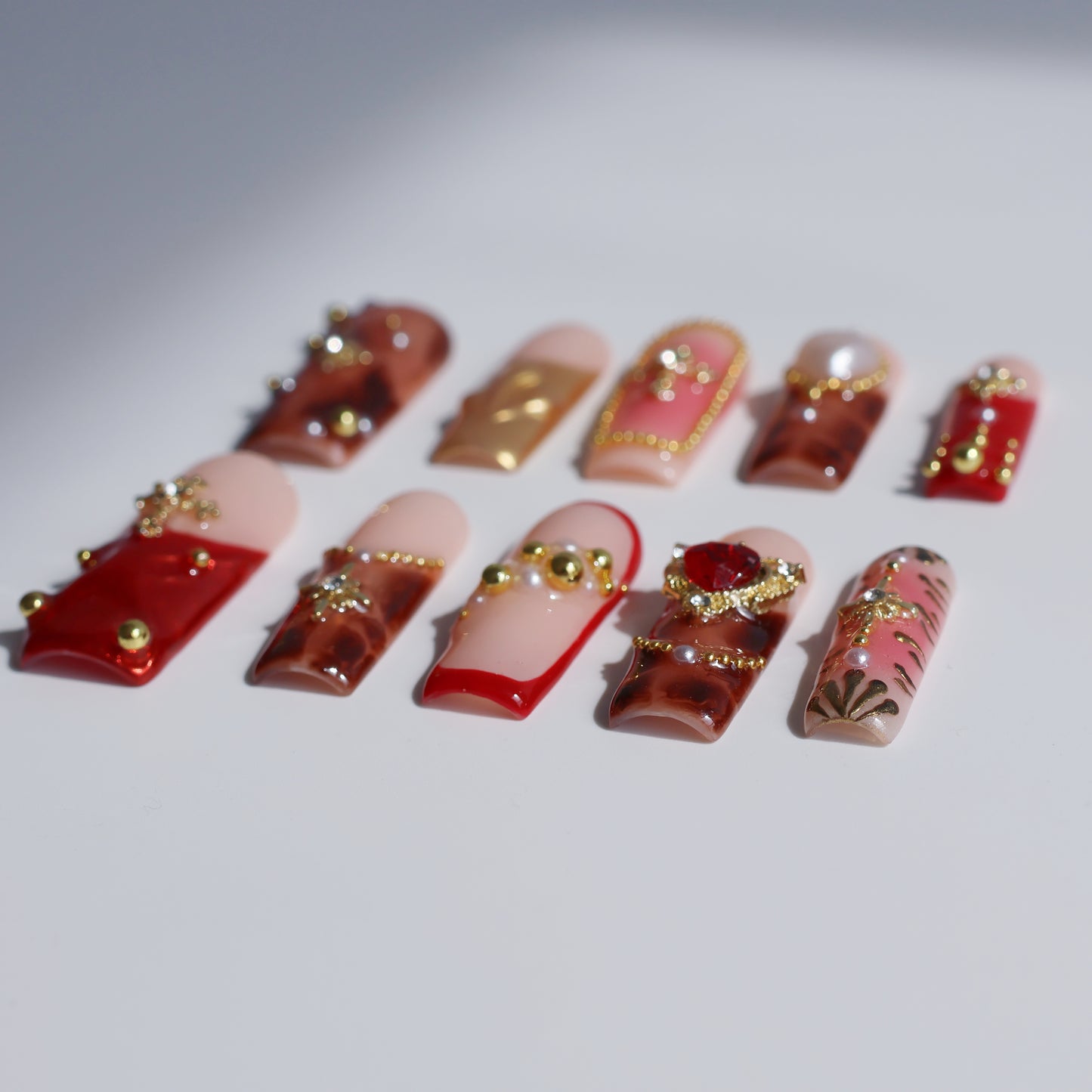 Gothic Royal Cross 3D Press-On Nails – Handmade Luxury Nail Set