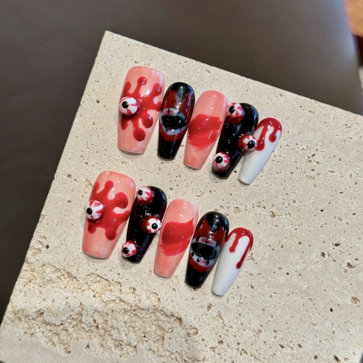 Halloween Eyeball Press-On Nails: The Gory Drip Set