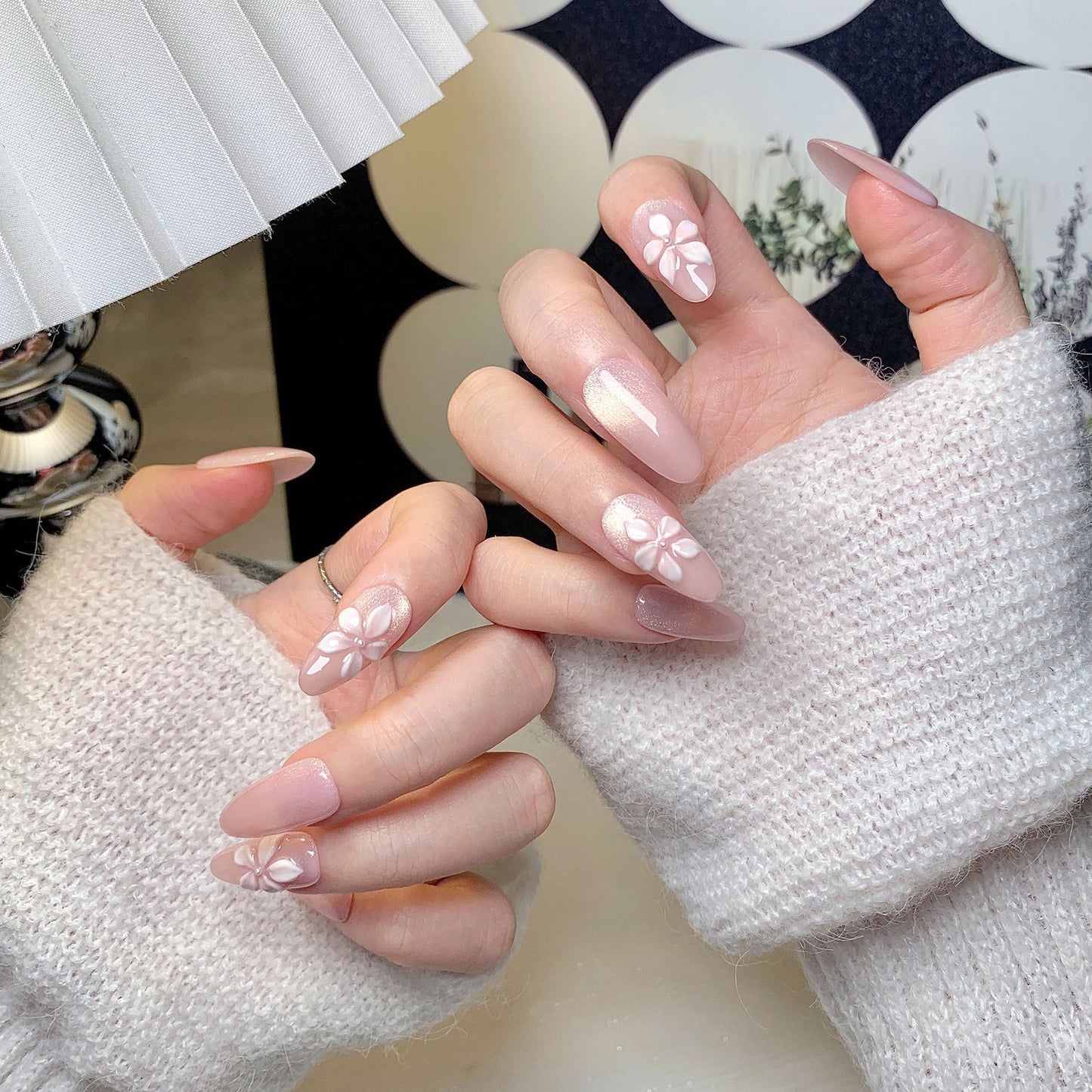 Clean Girl Glazed Pink Press-On Nails: The Floral Ombre Set