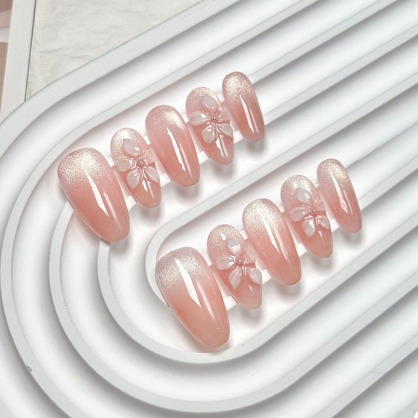 Clean Girl Glazed Pink Press-On Nails: The Floral Ombre Set