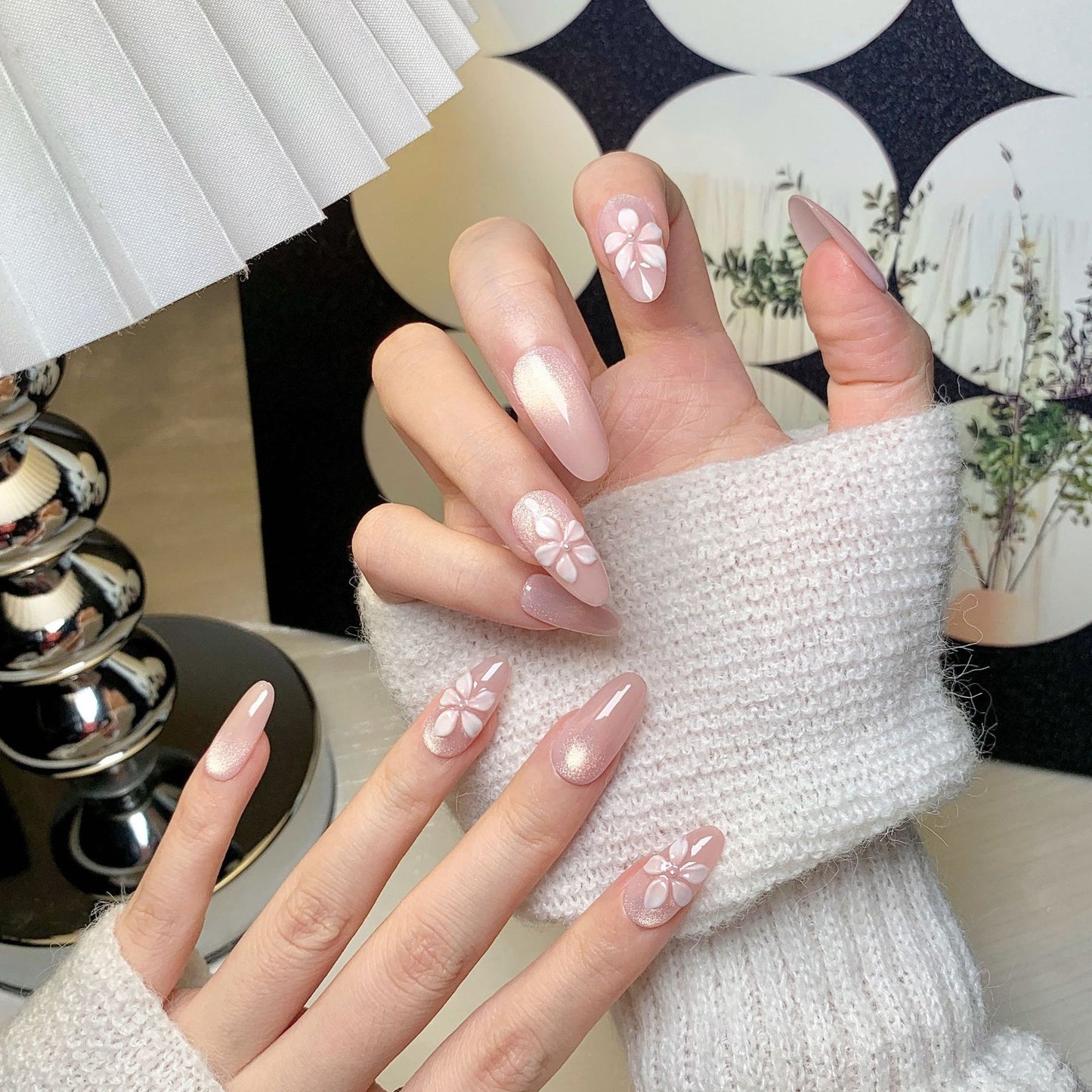 Clean Girl Glazed Pink Press-On Nails: The Floral Ombre Set
