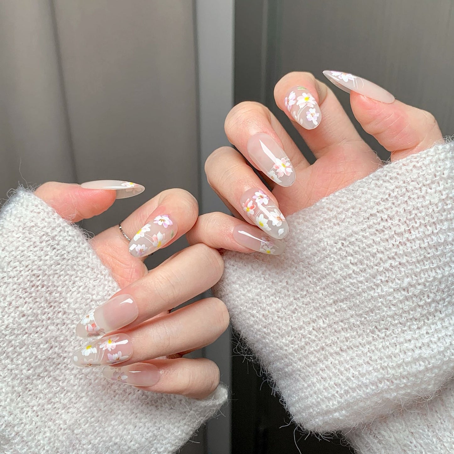 Clean Girl Iridescent Glazed Press-On Nails: The Dainty Floral Set