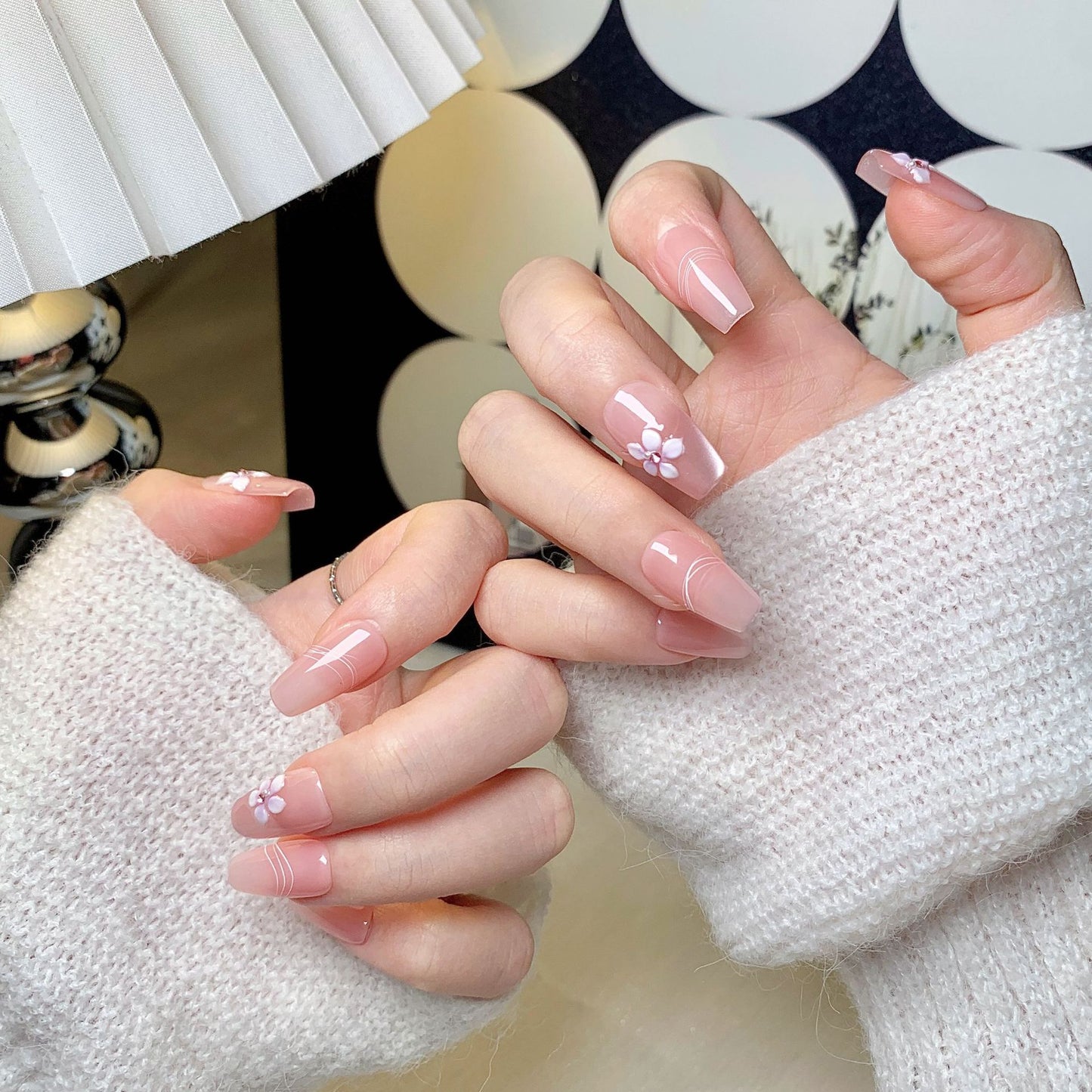 Clean Girl 3D Floral Press-On Nails: The Sweet Pink Shimmer Set
