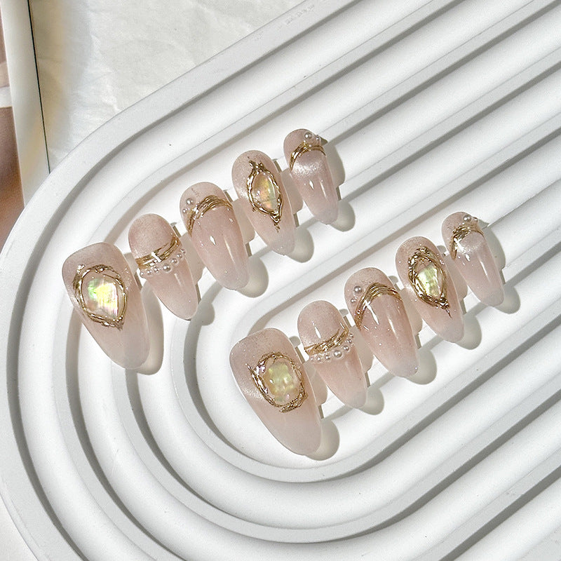 Clean Girl Iridescent Press-On Nails: The Luxe Geode & Glitter Set