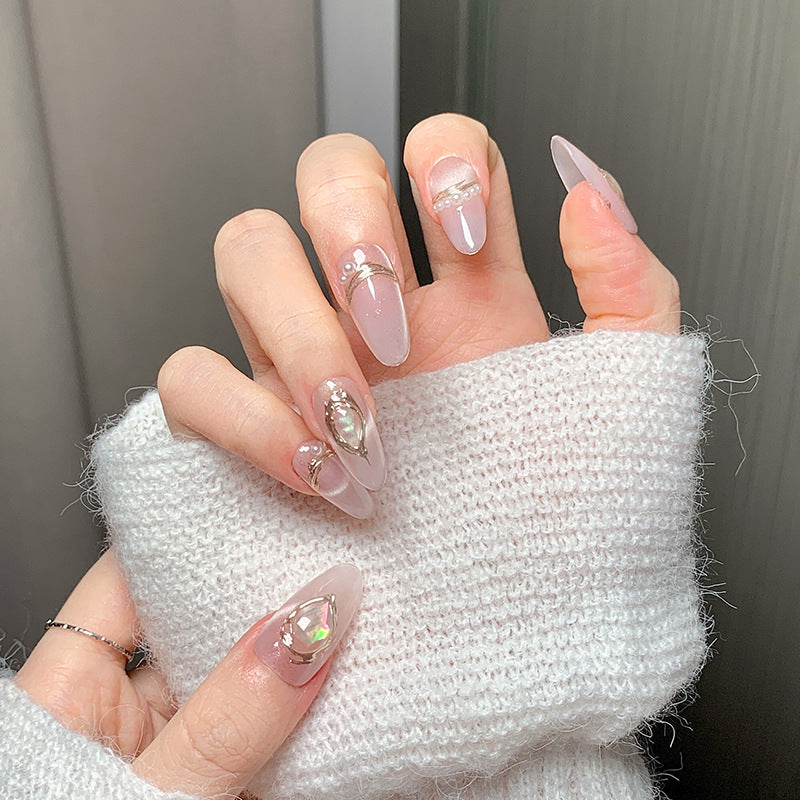 Clean Girl Iridescent Press-On Nails: The Luxe Geode & Glitter Set