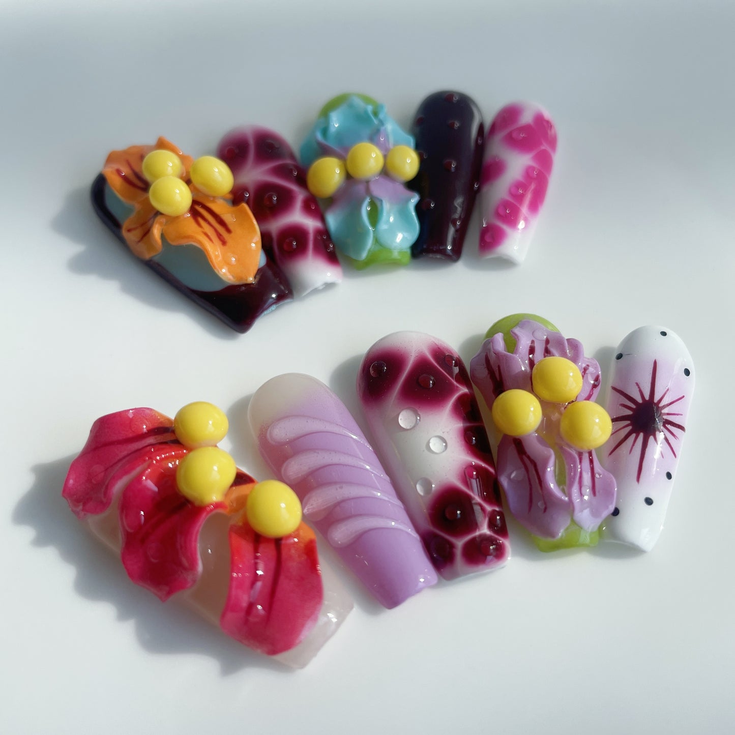 Candy Pop Dream Press-On Nails – 3D Fruit Beads & Gradient Design