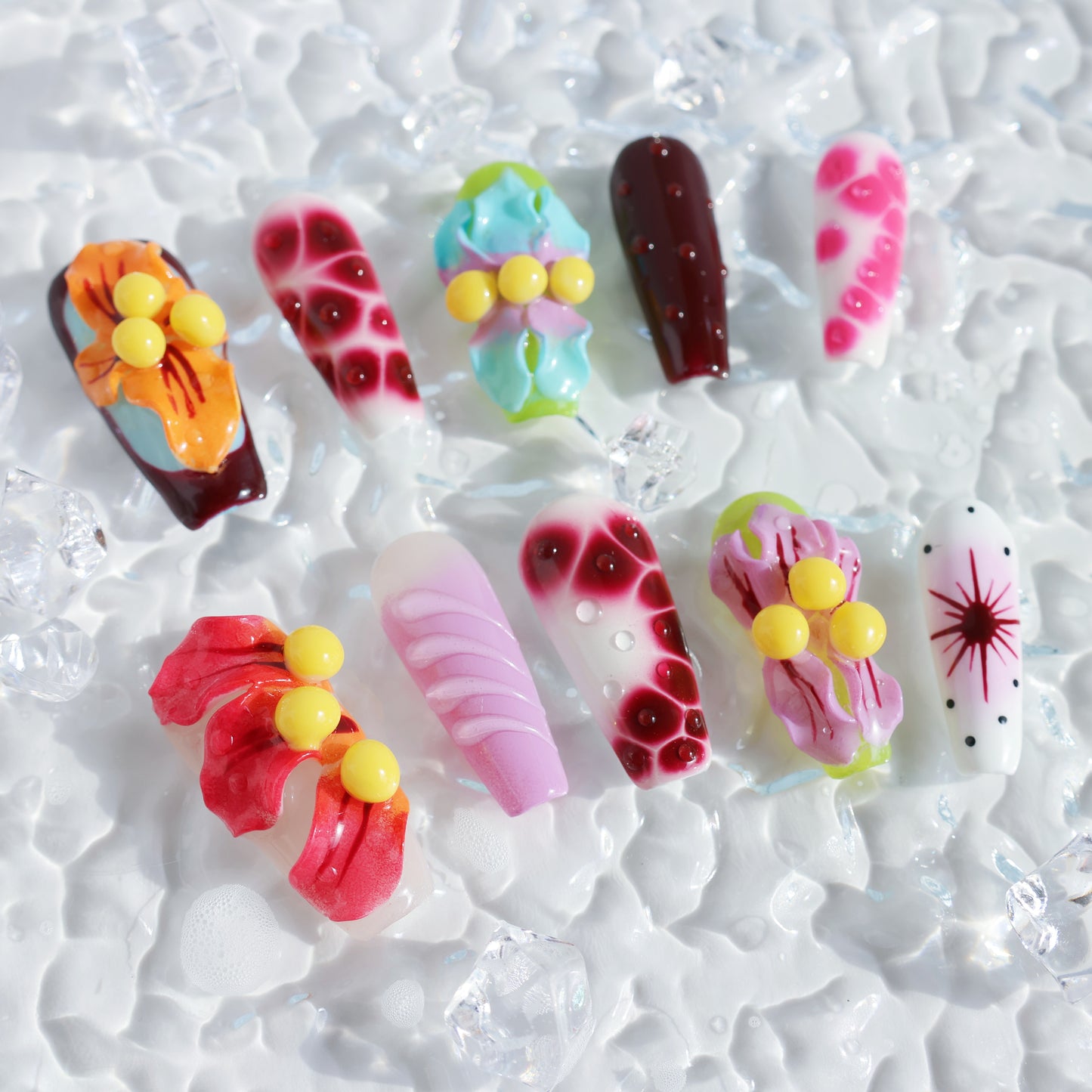 Candy Pop Dream Press-On Nails – 3D Fruit Beads & Gradient Design