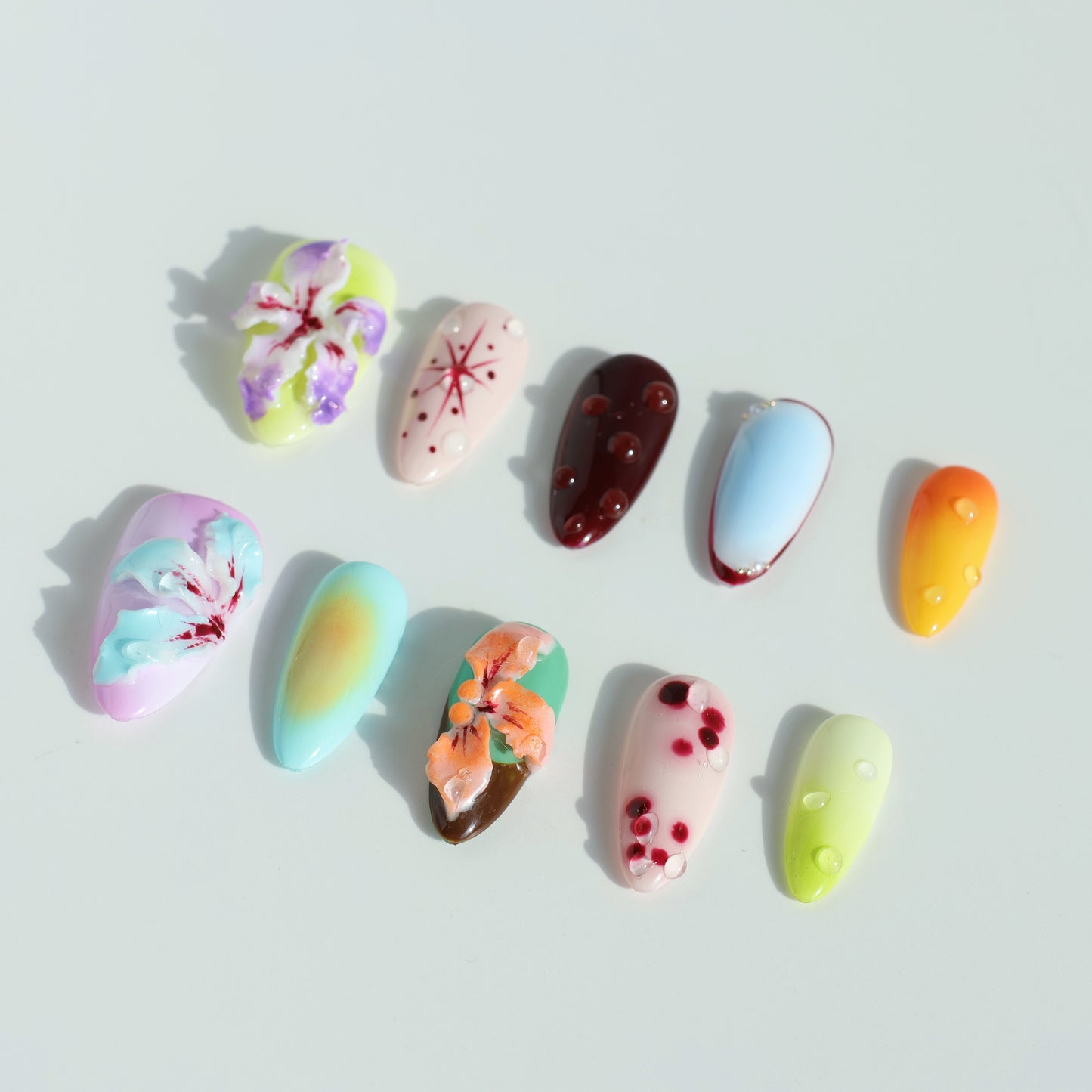 Blooming Garden Press-On Nails – 3D Floral & Color Blend