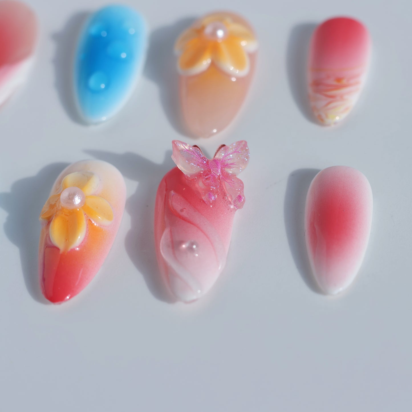 Blossom Charm Press-On Nails – Butterfly & Floral Accents