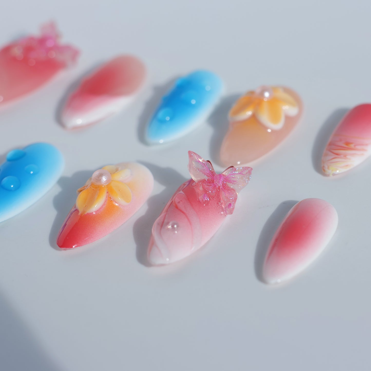 Blossom Charm Press-On Nails – Butterfly & Floral Accents