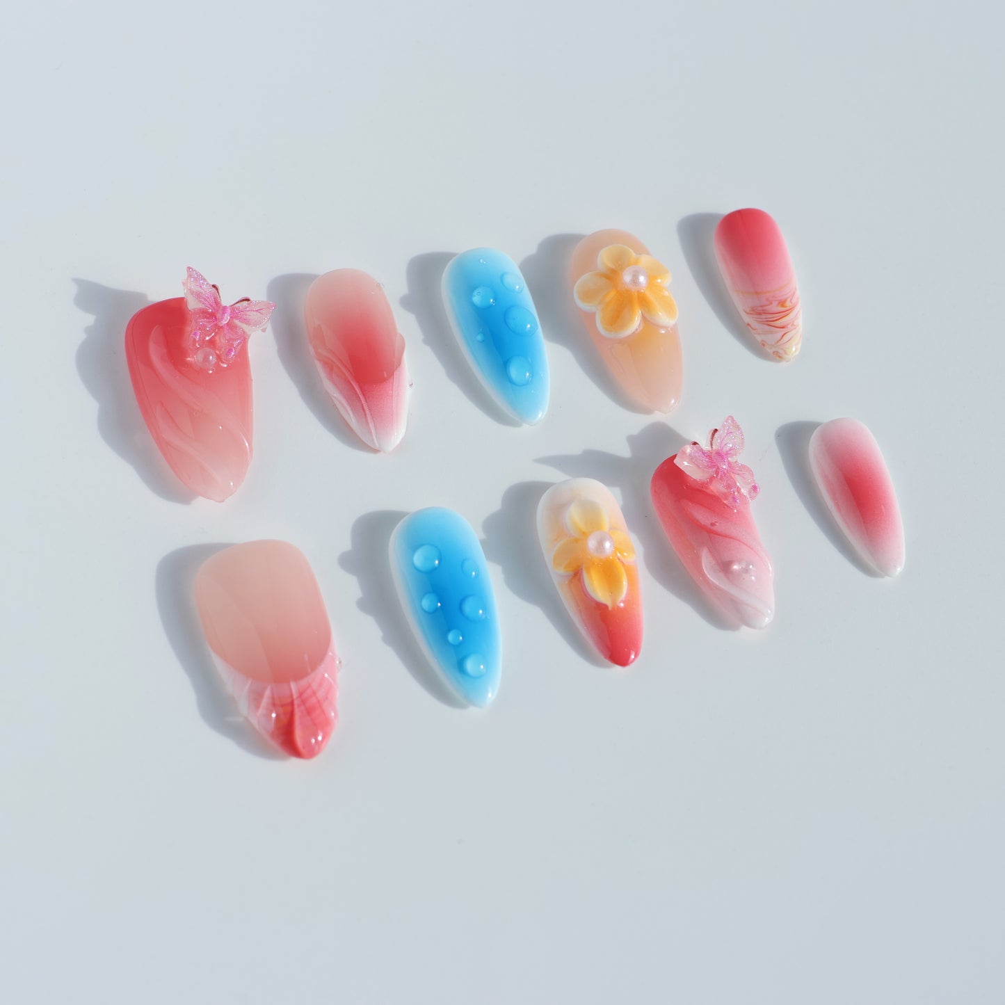 Blossom Charm Press-On Nails – Butterfly & Floral Accents