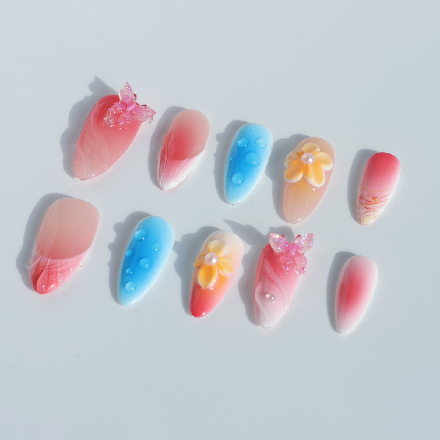 Blossom Charm Press-On Nails – Butterfly & Floral Accents