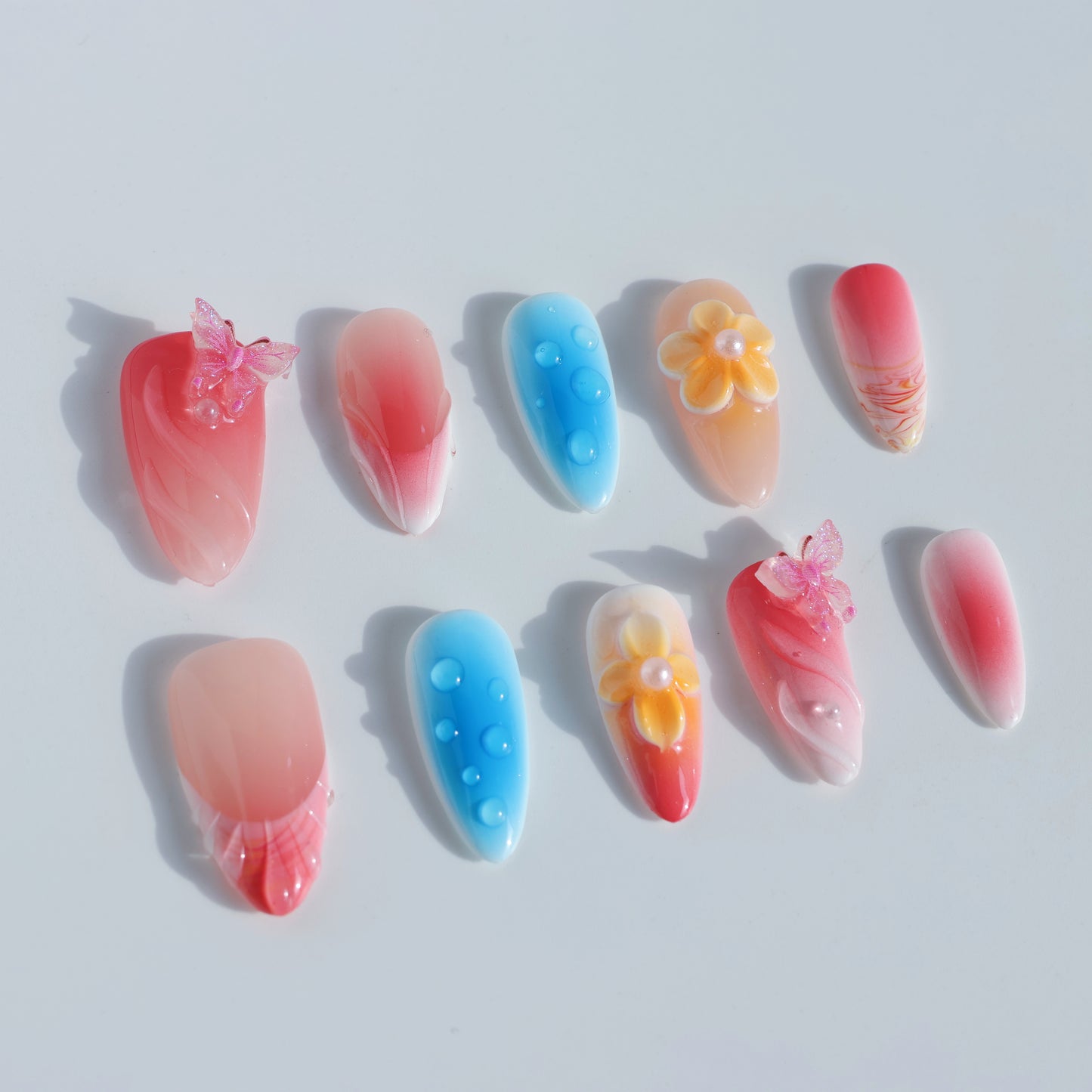 Blossom Charm Press-On Nails – Butterfly & Floral Accents