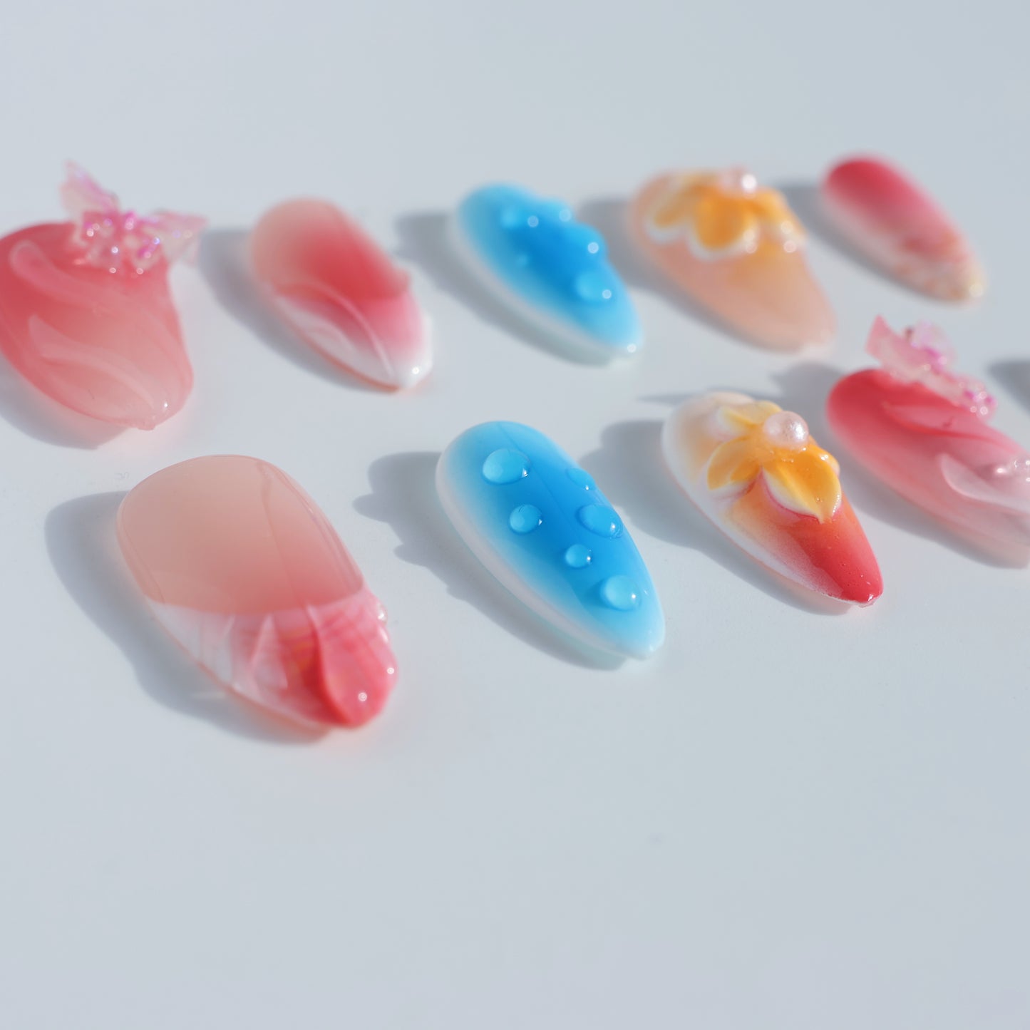 Blossom Charm Press-On Nails – Butterfly & Floral Accents