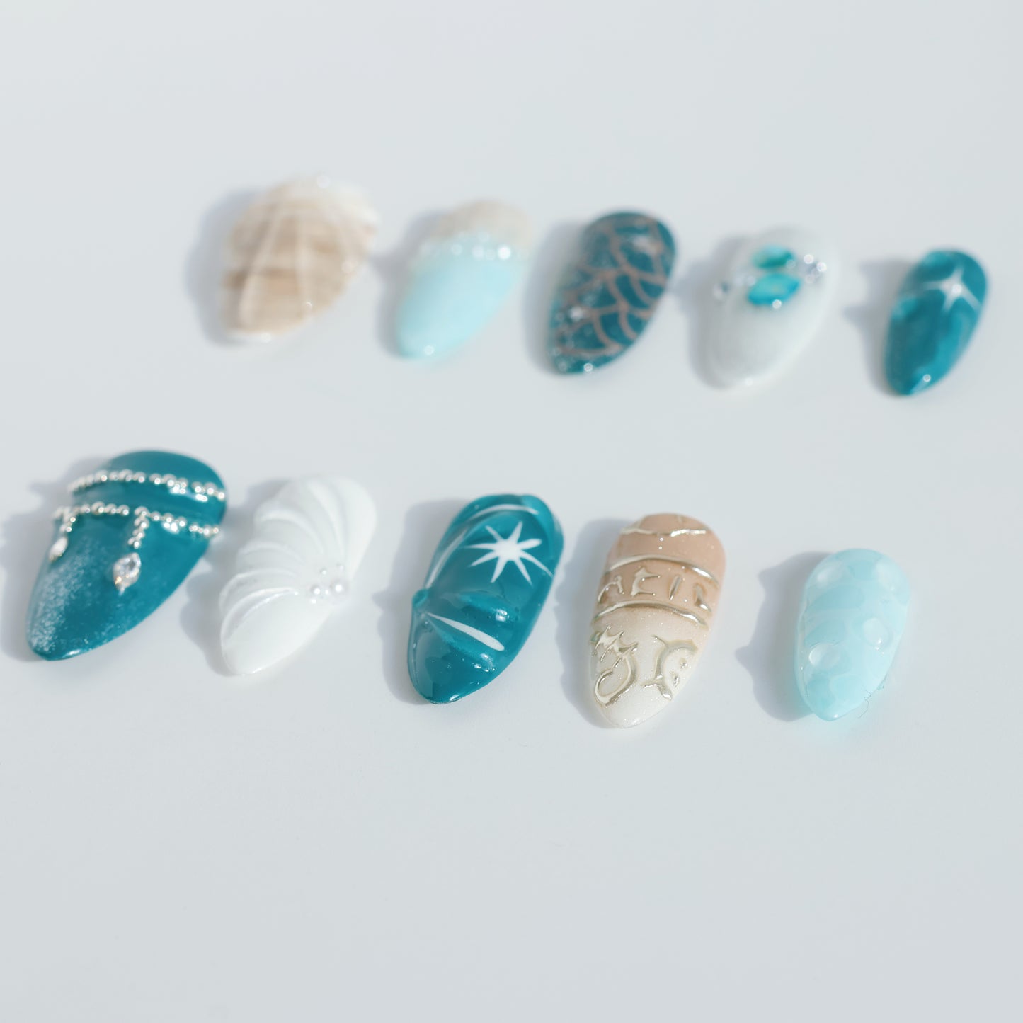 Mystic Ocean Press-On Nails – Seashell & Mermaid Vibes
