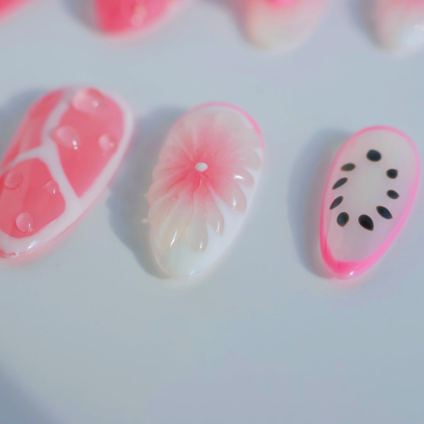 Strawberry Cherry Delight Press-On Nails – 3D Fruit & Floral Design