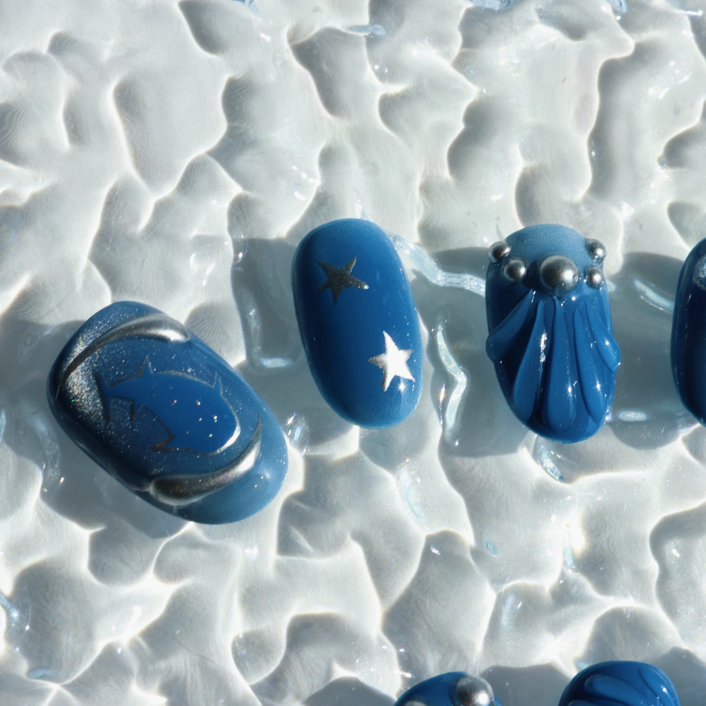 Galactic Blue Starry Night Press-On Nails
