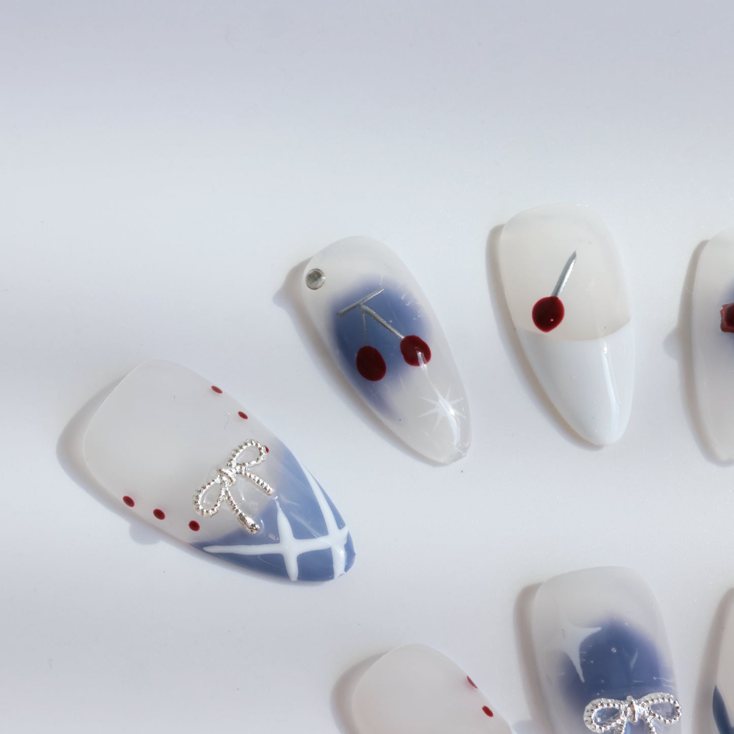 Patriotic Starry Cherry Press-On Nails