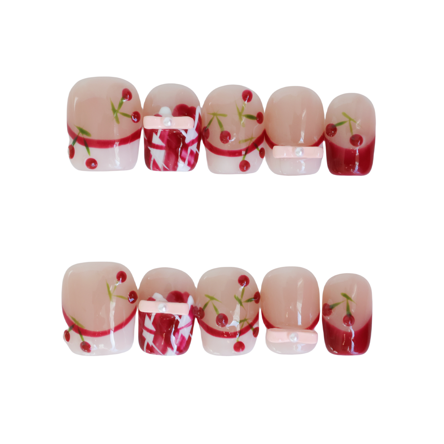 Cherry Picnic Toe Press-On Nails