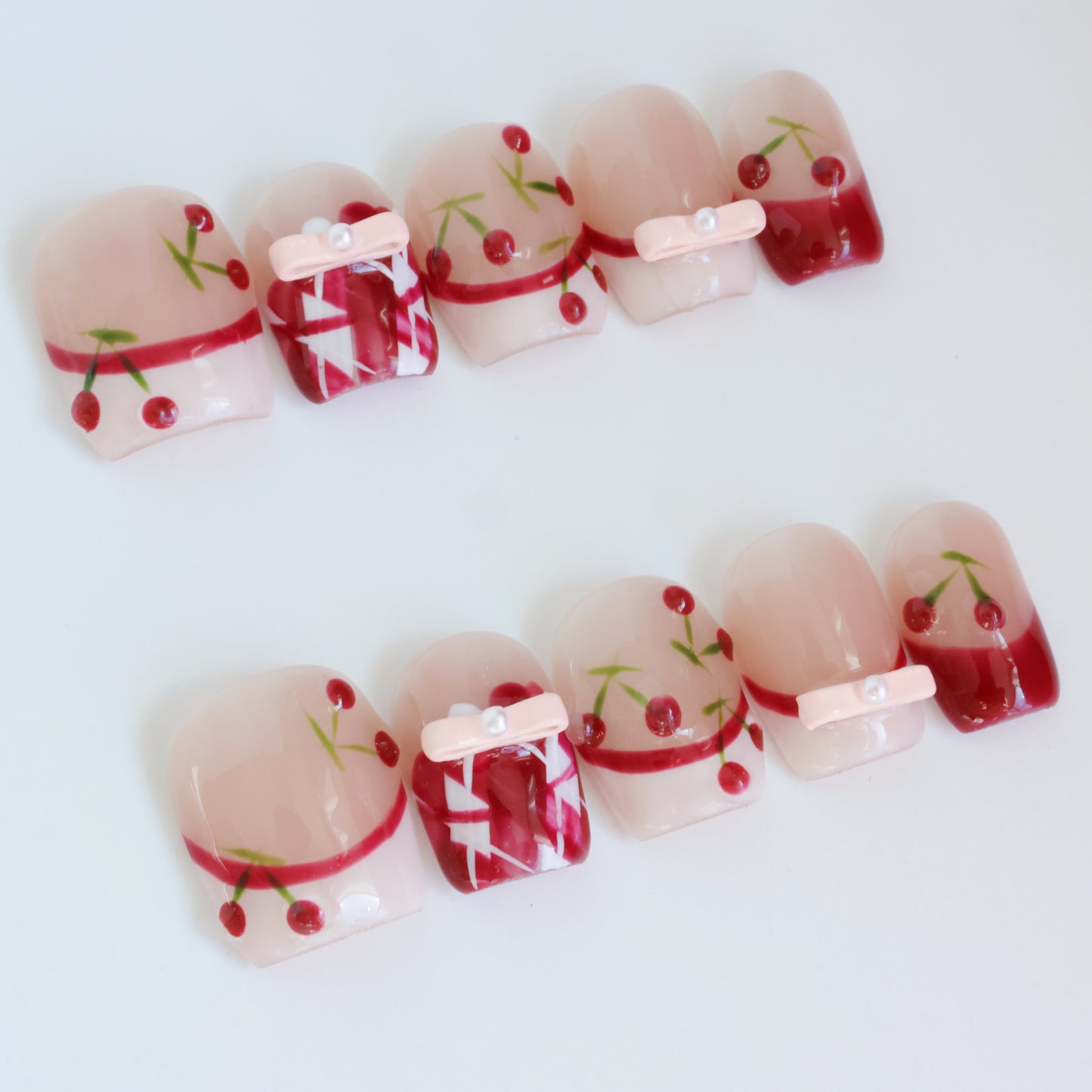 Cherry Picnic Toe Press-On Nails