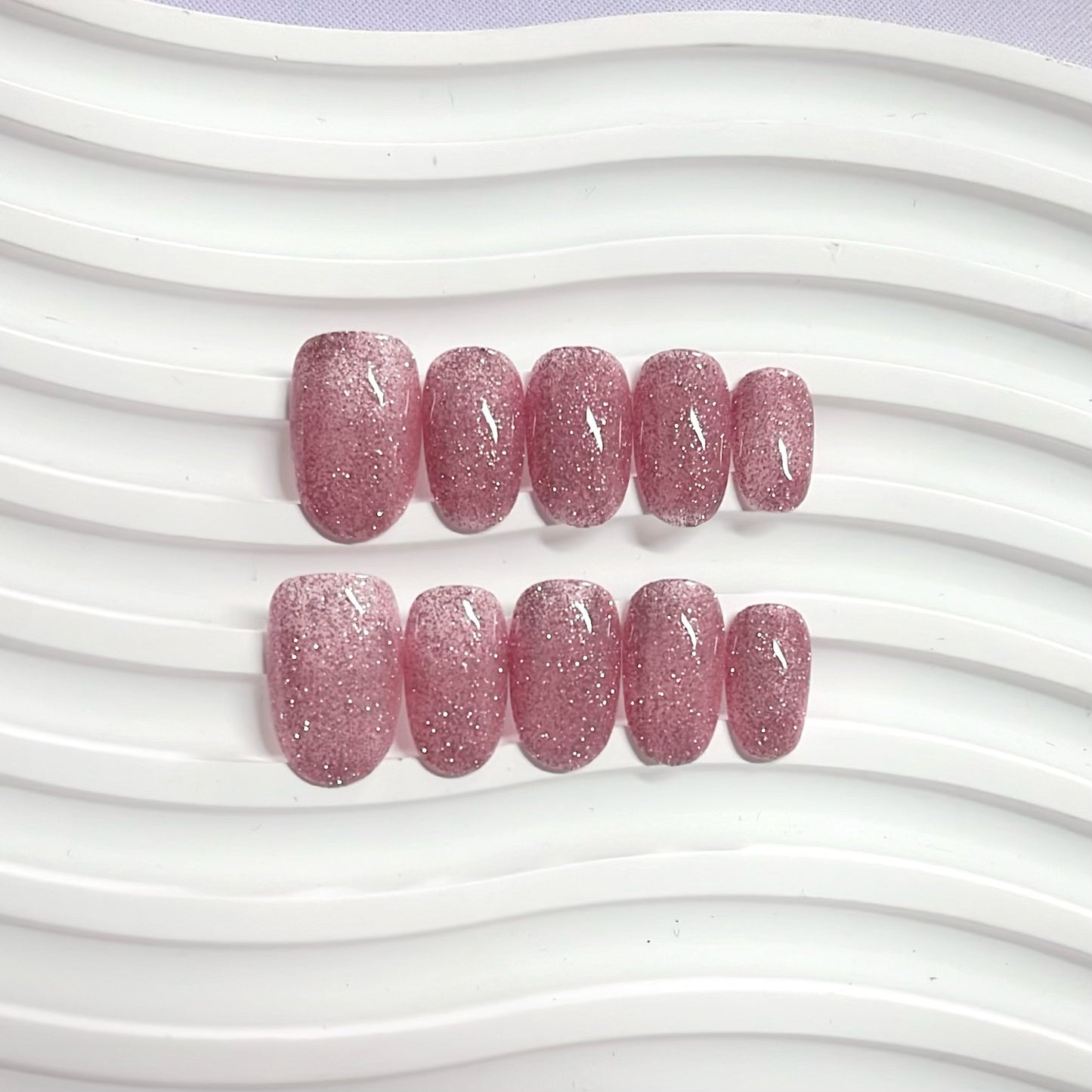 Clean Girl Glitter Mauve Press-On Nails: The Sparkle Set