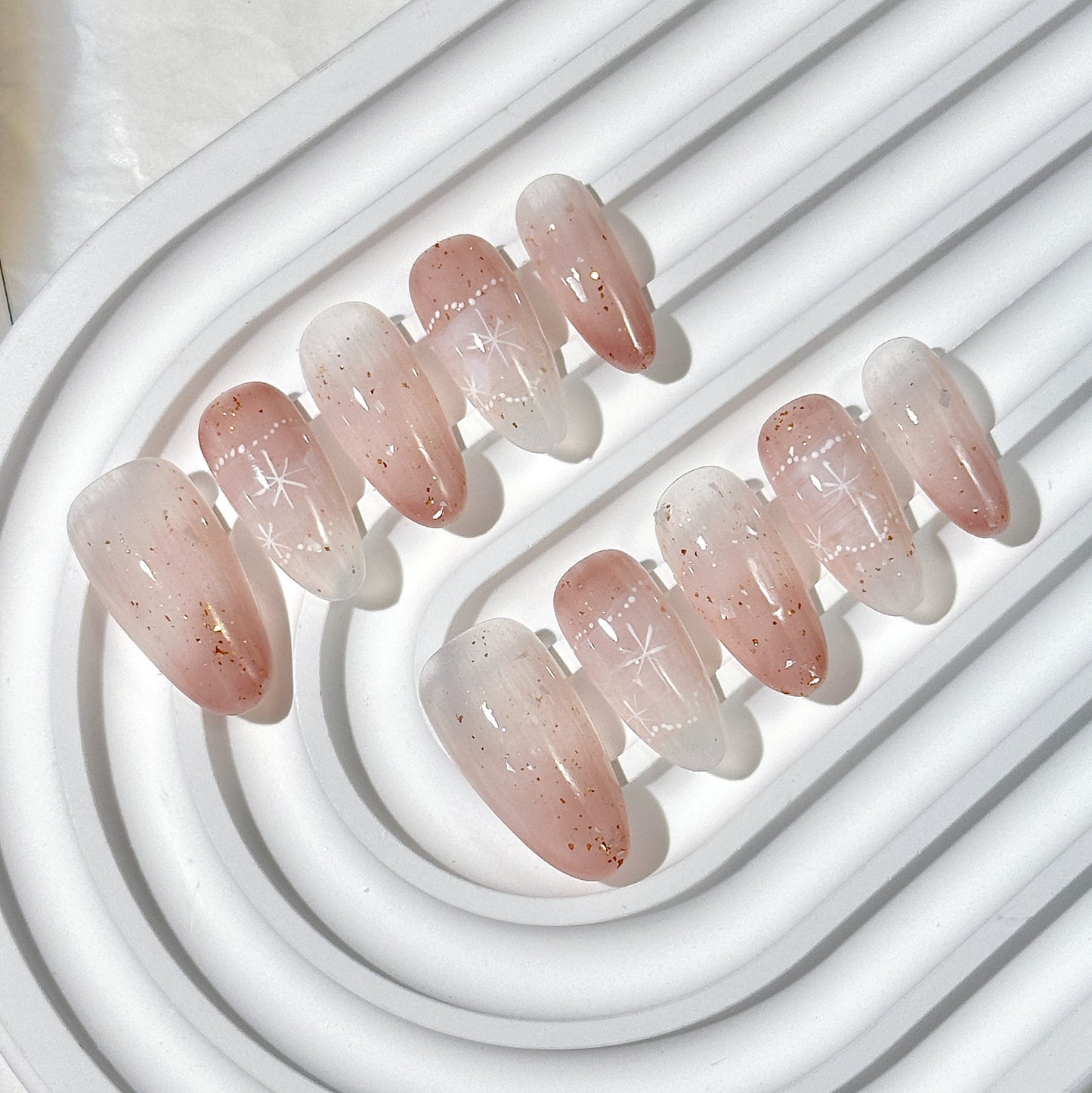 Clean Girl Nude Ombre Press-On Nails: The Everyday Shimmer Set