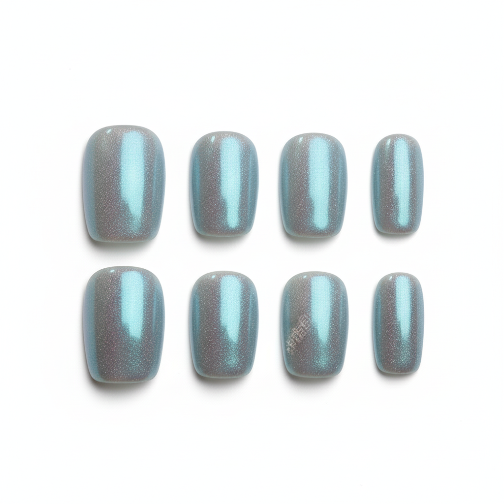 Clean Girl Aura Holographic Blue Press On Nails - Chic & Easy DIY Nail Art For Trendy Women
