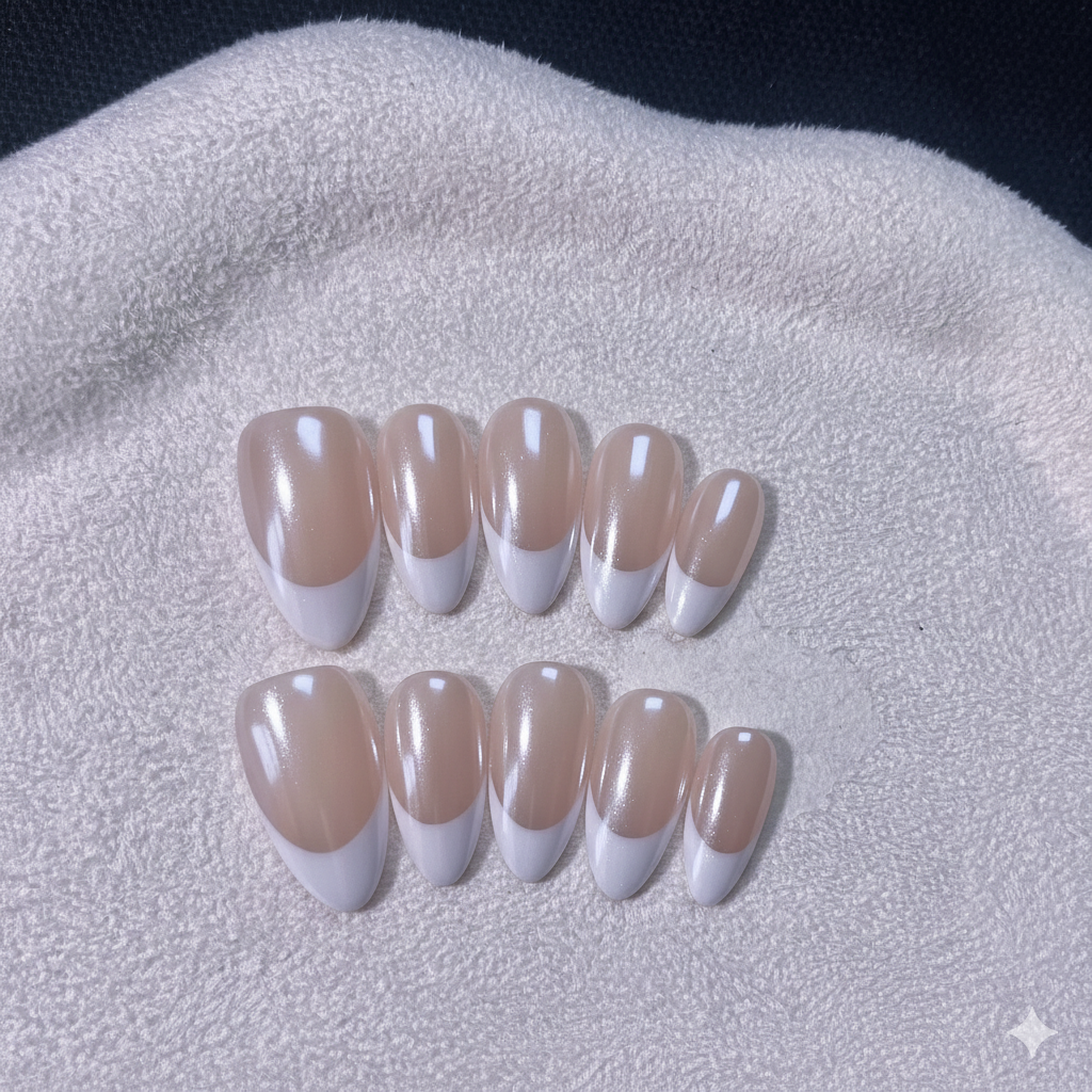 Clean Girl French Tip Press-On Nails - Reusable & Effortless Salon Quality Manicure Kit