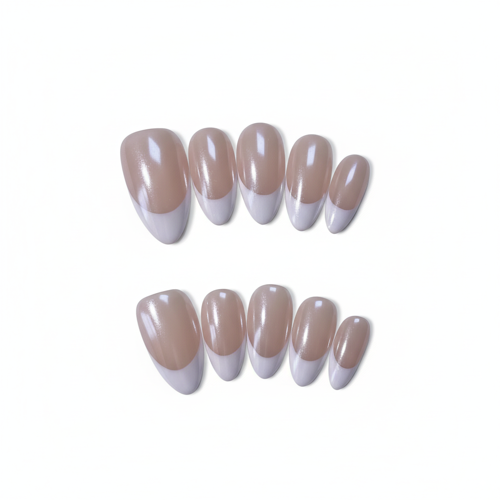 Clean Girl French Tip Press-On Nails - Reusable & Effortless Salon Quality Manicure Kit