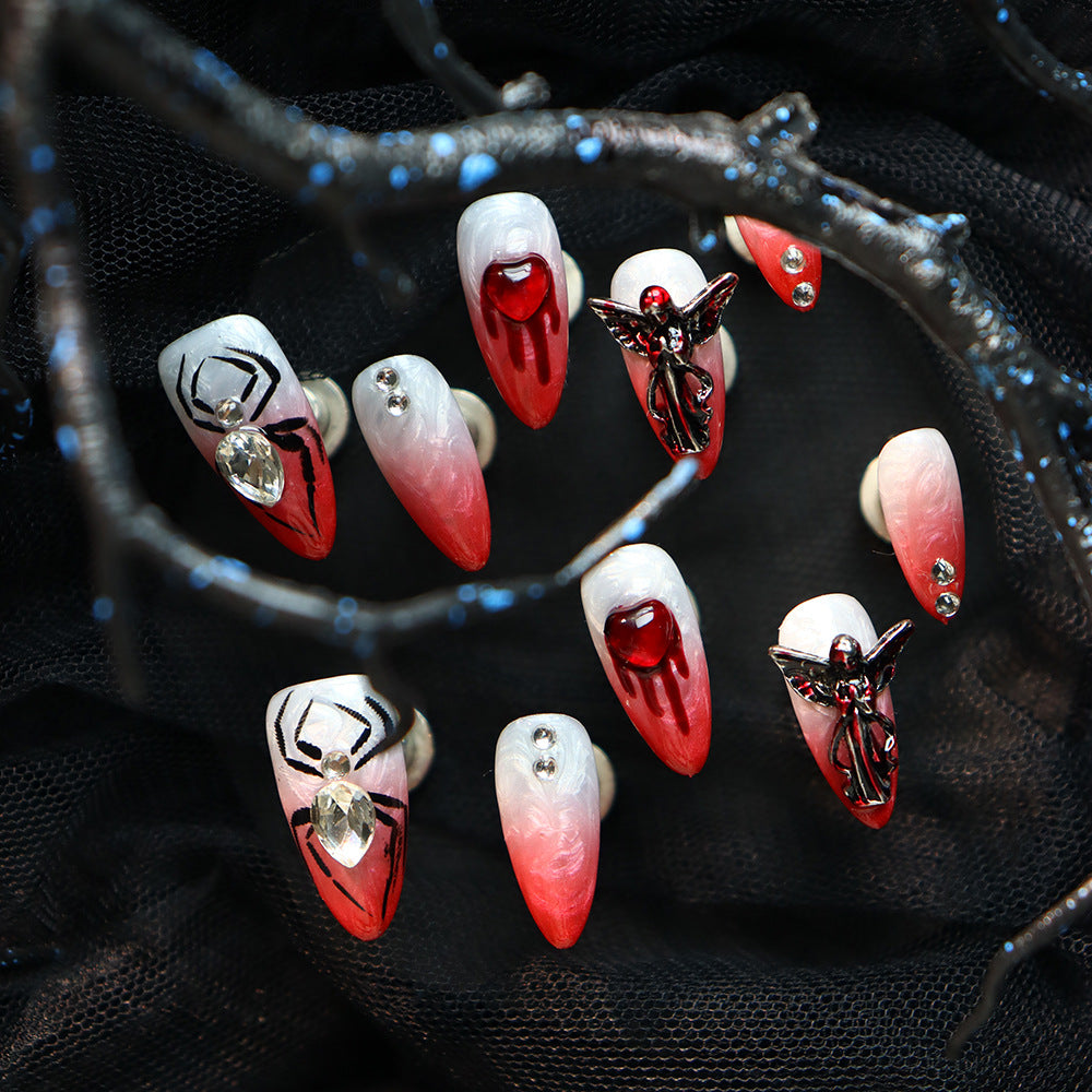 Halloween Vampiress Glam Press-On Nails: The Midnight Sparkle Set