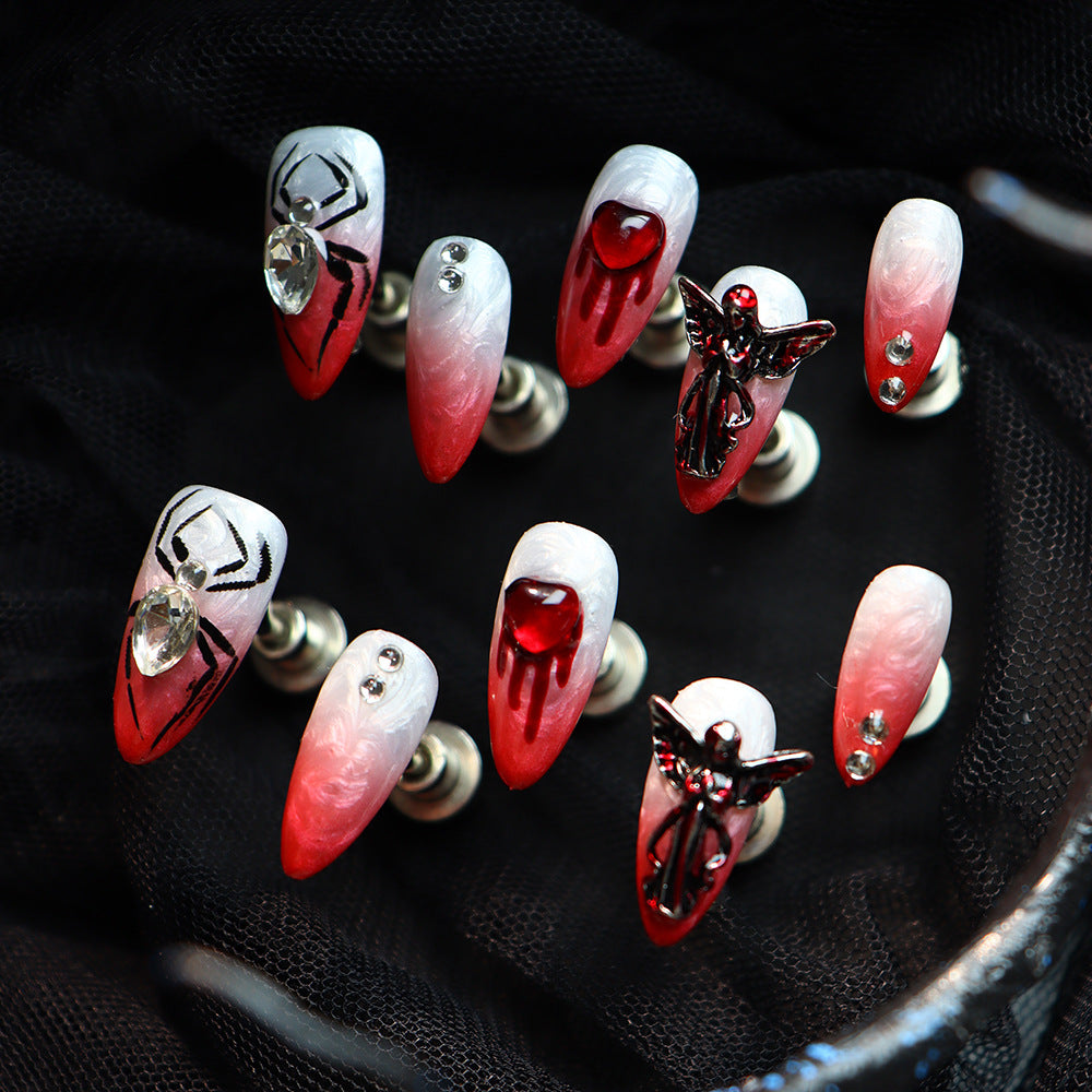 Halloween Vampiress Glam Press-On Nails: The Midnight Sparkle Set