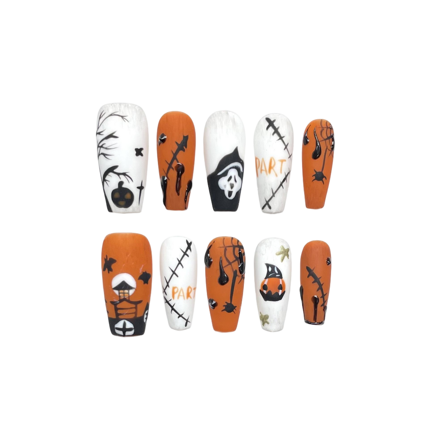Halloween Mummy's Night Out Press-On Nails: The Spooky Party Set