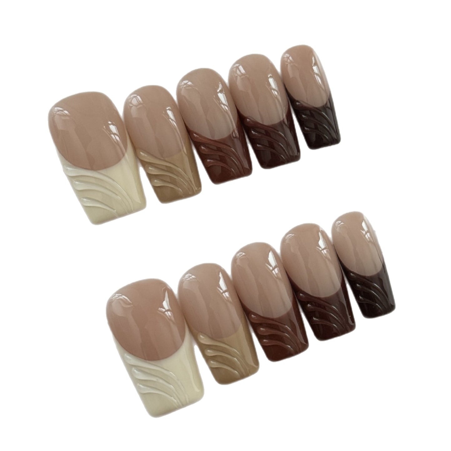 Autumn's Whisper | "Moody Amber" Press-On Nail Set with Gold Foil Art