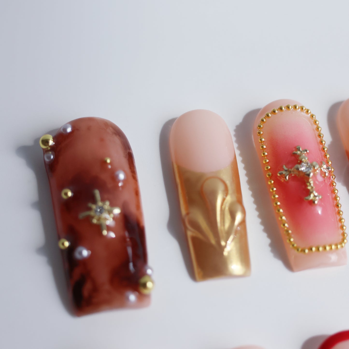 Gothic Royal Cross 3D Press-On Nails – Handmade Luxury Nail Set