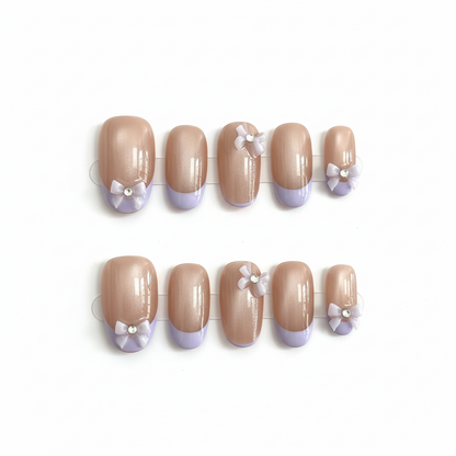 Clean Girl Lilac French Press-On Nails: The Shimmering Bow Set
