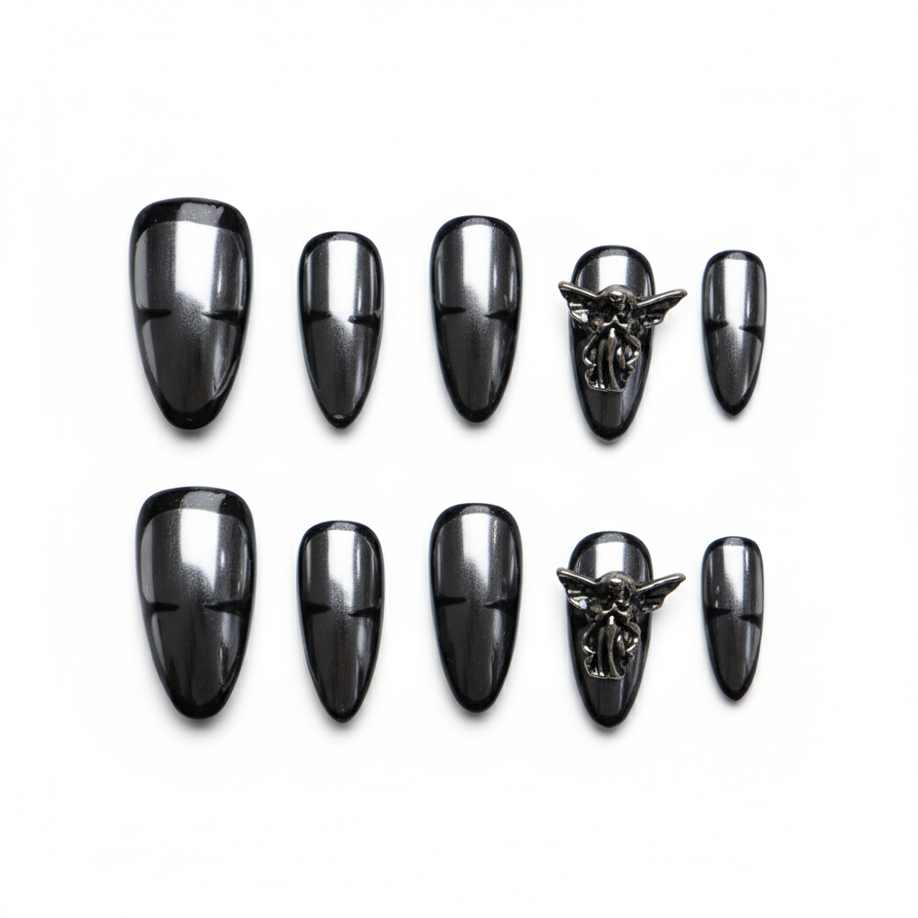 Halloween Cyber Gothic Press-On Nails: The Shadow Wing Set