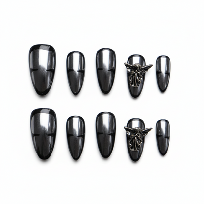 Halloween Cyber Gothic Press-On Nails: The Shadow Wing Set