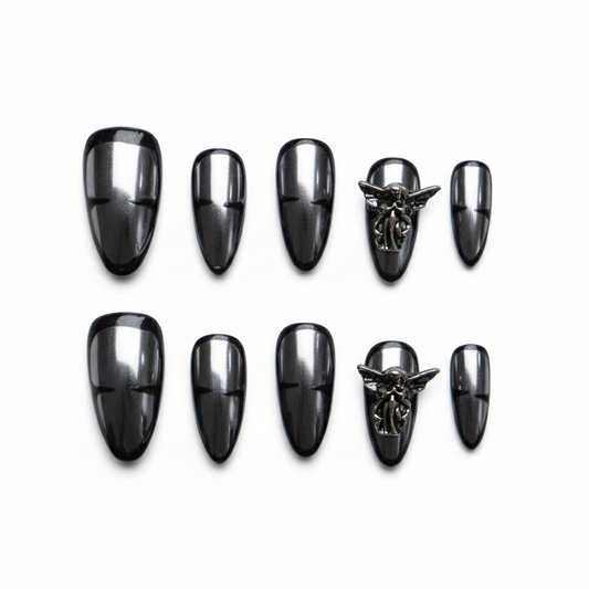 Halloween Cyber Gothic Press-On Nails: The Shadow Wing Set