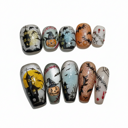 Halloween Spooky Season Press-On Nails: The Haunted House Set