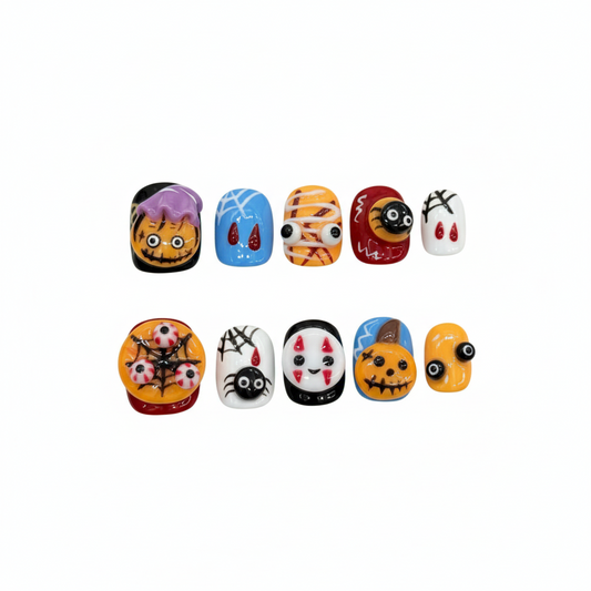 Halloween Spooky Anime Press-On Nails: The Monster Mash Set