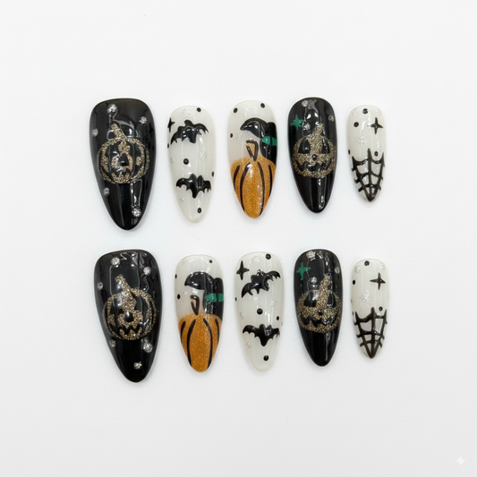 Halloween Mystical Harvest Press-On Nails: The Golden Ghoul Set