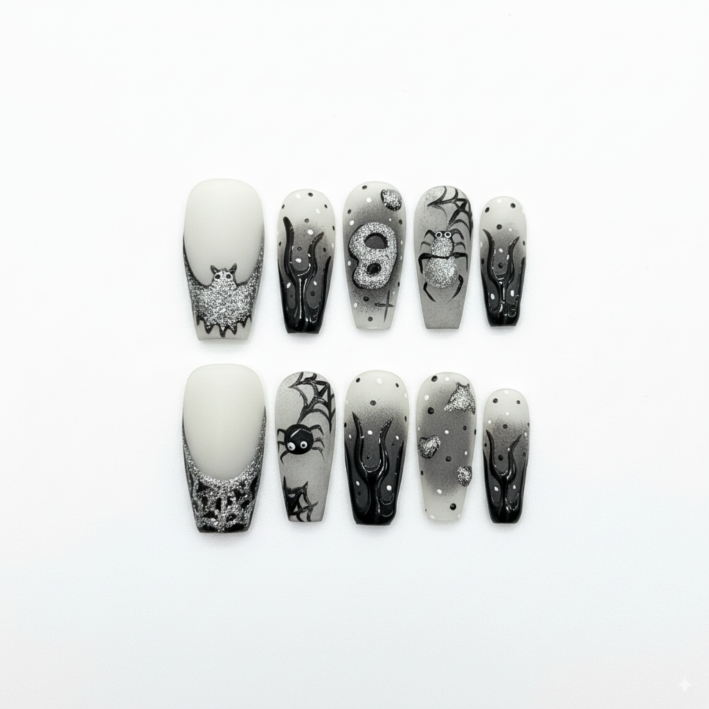 Halloween Gothic Elegance Press-On Nails: The Ghostly Grimoire Set