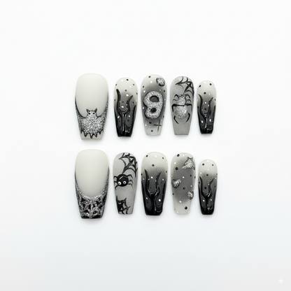 Halloween Gothic Elegance Press-On Nails: The Ghostly Grimoire Set