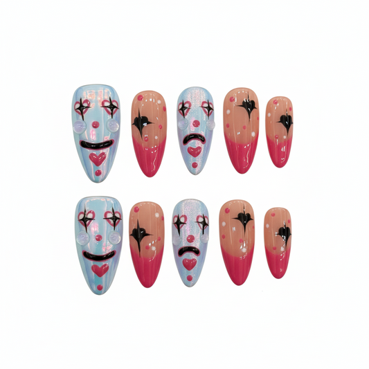 Halloween Creepy-Cute Press-On Nails: The Clowncore Set