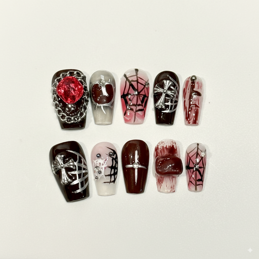 Halloween Macabre Press-On Nails: The Bleeding Heart Set