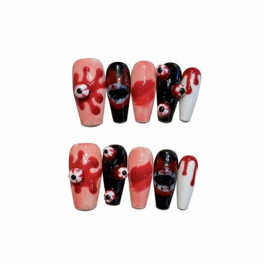 Halloween Eyeball Press-On Nails: The Gory Drip Set