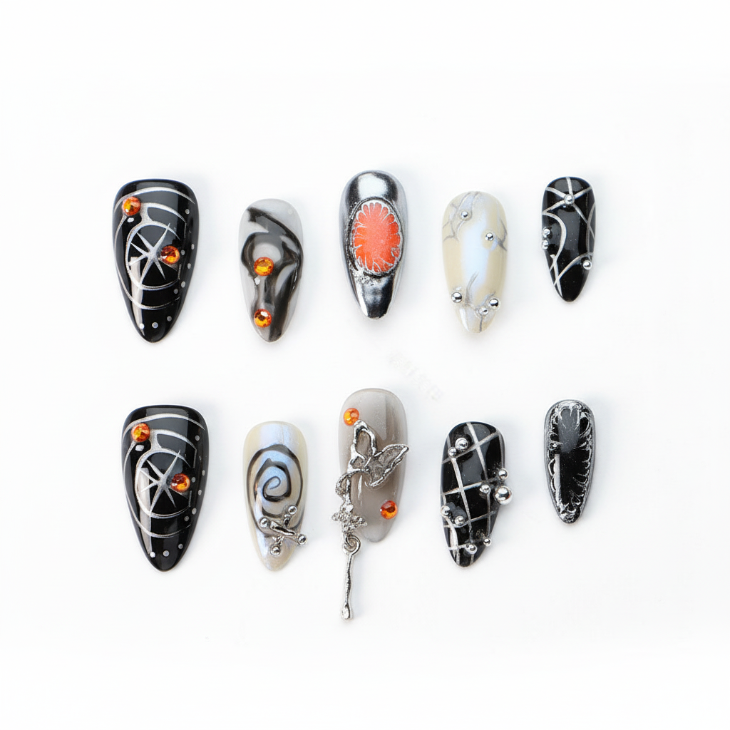 Halloween Dark Enchantress Press-On Nails: The Midnight Magic Set
