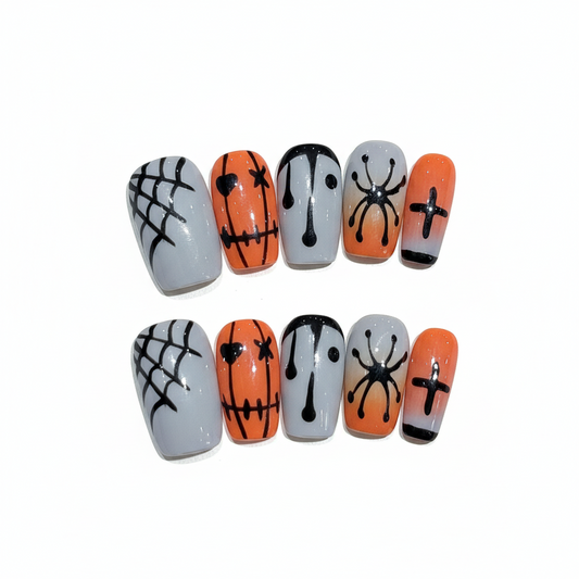 Halloween Doodle Art Press-On Nails: The Spooky Sketchbook Set