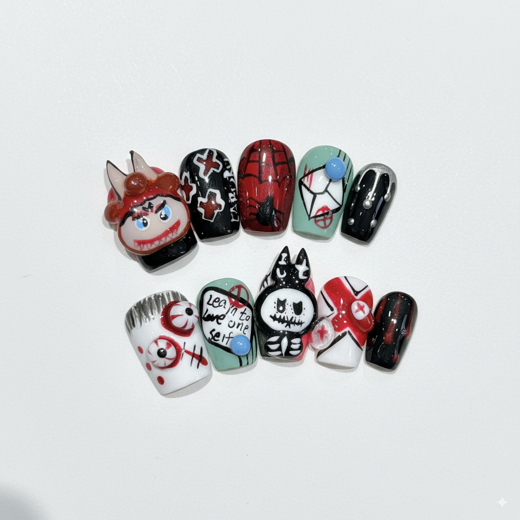 Halloween Twisted Horror Press-On Nails: The Misfit Monster Set